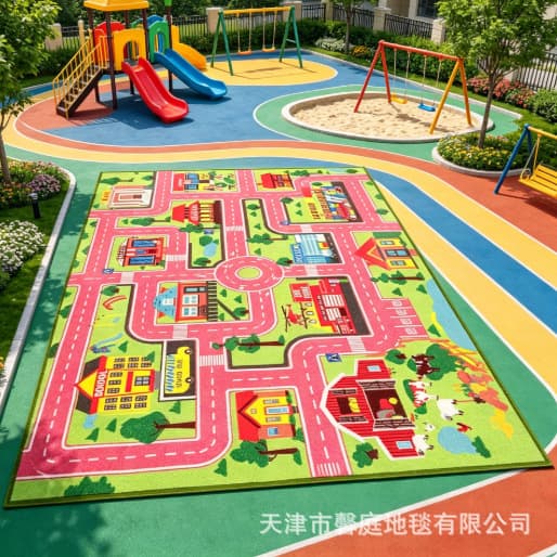Cross-Border Children's Carpet Educational Parking Lot Play Mat Game Traffic Road Mat Early Learning Crystal Velvet