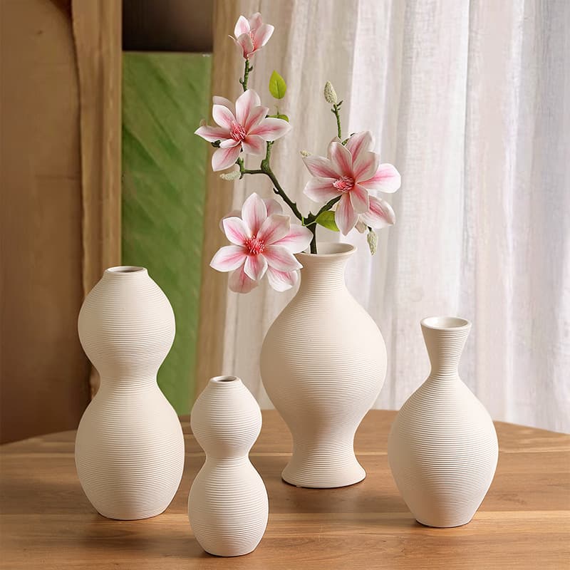 Modern Minimalist White Ceramic Vase Home Decor Ins Style Plain Blank Living Room TV Cabinet Decorative Flower Vessel