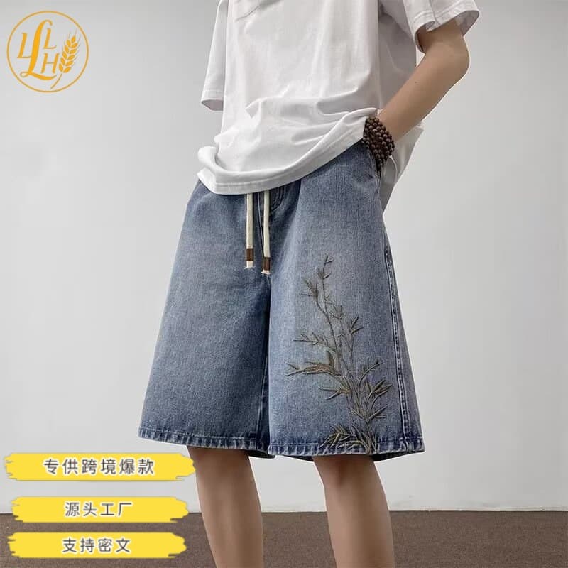 American Retro Washed Design Straight-Leg Five-Point Denim Shorts for Men and Women, Trendy Brand, Vintage Loose Fit, Slimming, Versatile