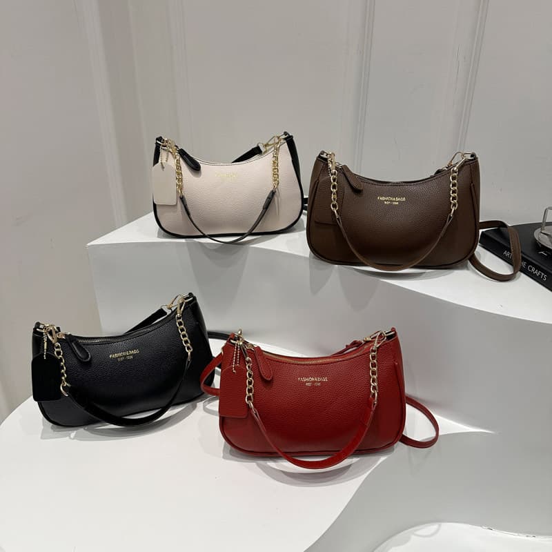 2025 Large Capacity Retro New Style Casual Minimalist Korean Solid Color Textured Commuter Solid Color Crossbody Underarm Bag for Women