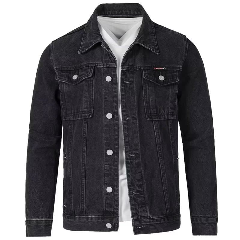 New Spring/Fall Denim Jacket for Men Loose Fit Workwear Top Trendy Men's Fashion Lapel Denim Coat