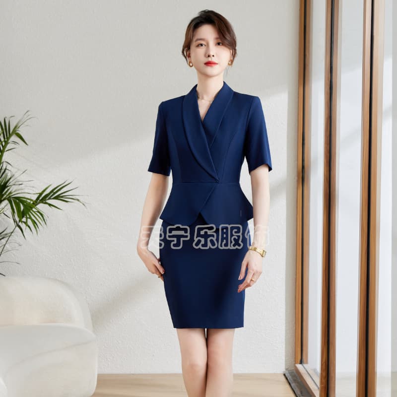 Textured Short-Sleeved Dress for Women Summer 2024 New Temperament Slim Professional Workwear Faux Two-Piece Suit Skirt for Women