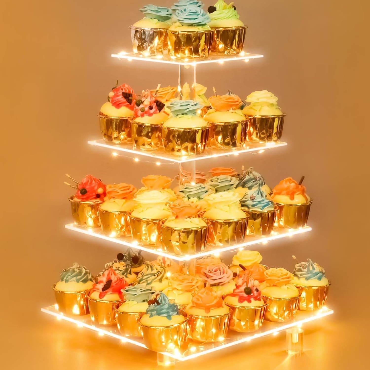 569 Acrylic Cupcake Display Stand with Base, Cupcake Tower with Lights