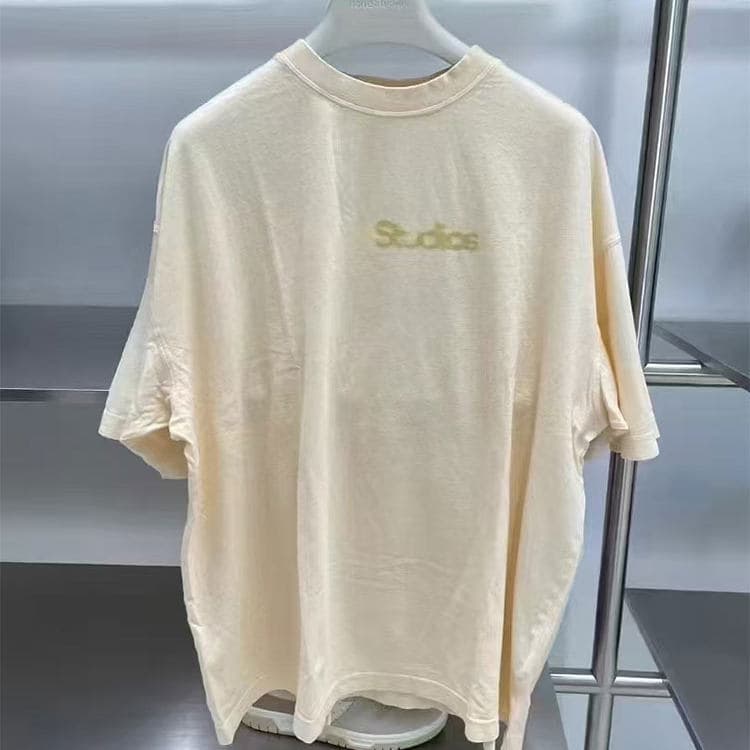 Share Favorite Streetwear Loose Blurred Letter LOGO Print Cotton AC Short Sleeve T-Shirt Unisex