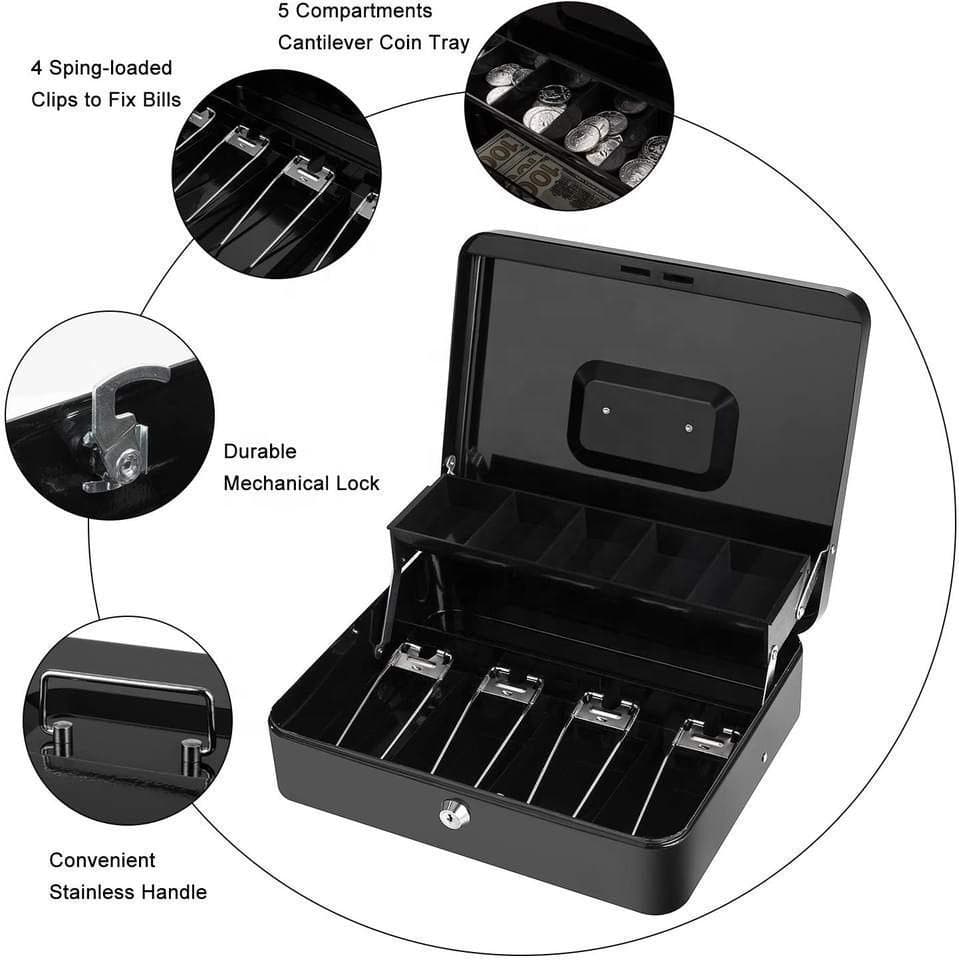 Key-style portable piggy bank, children's savings convenience store storage box/safe, metal cash register/ticket holder/money box