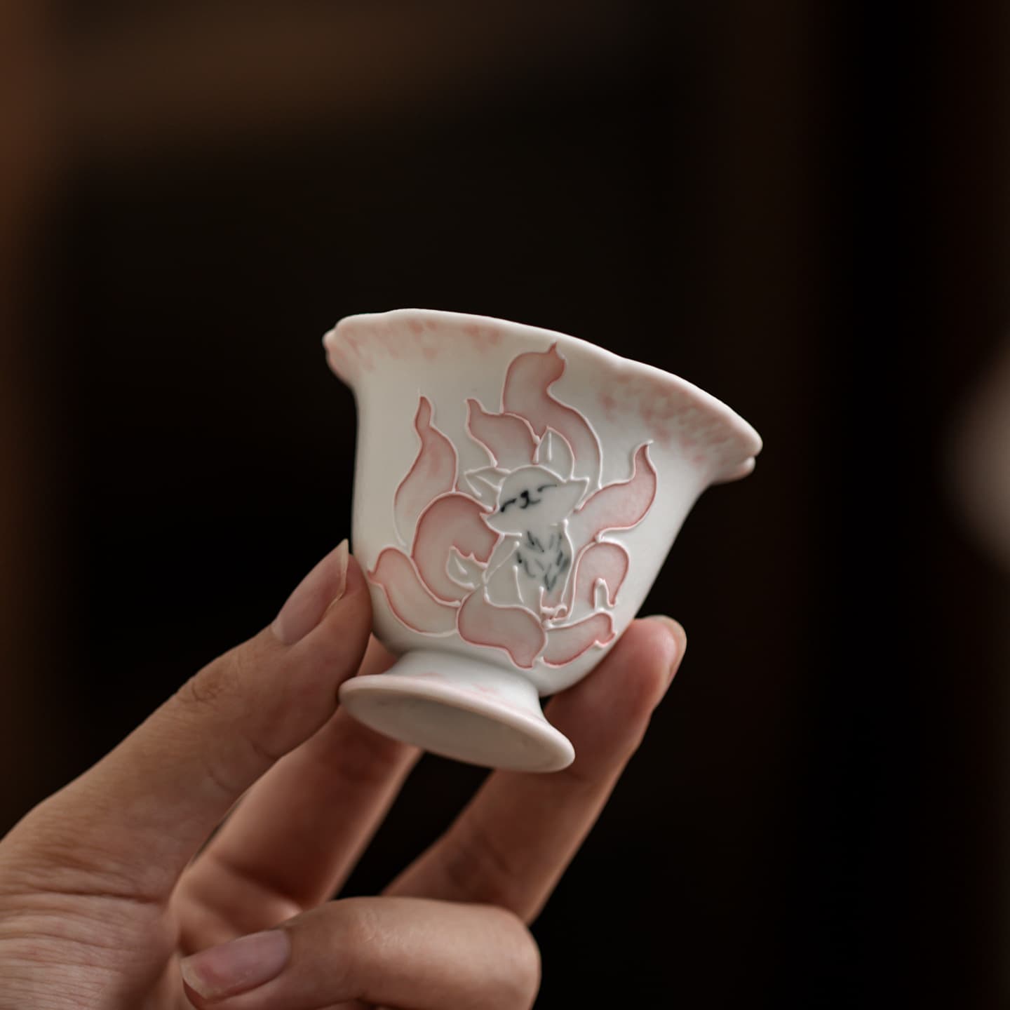 Master-level pure hand-painted teapot master cup Nine-tailed Fox Kung Fu tea set single tea cup women's special ceramic cup