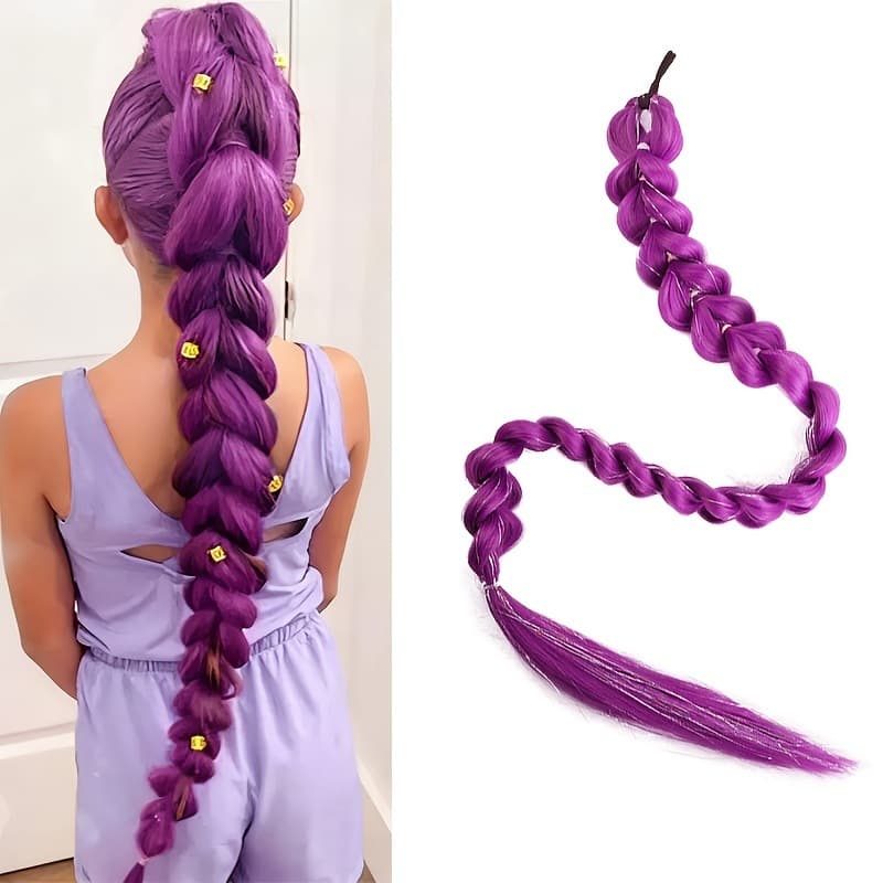 Wig Braided Witch Hunter Lumi Purple Twist Street Dance Gold Thread Ponytail Wig Hip Hop Dreadlock Ponytail
