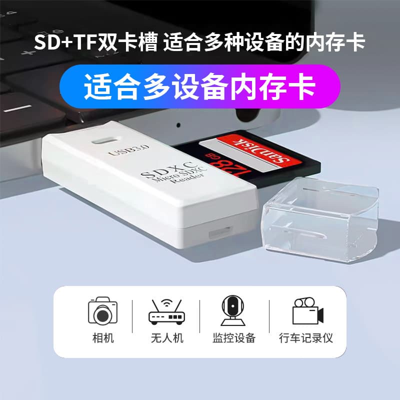 USB 3.0 & 2.0 2-in-1 Card Reader TF SD Card Camera High-Speed USB Card Reader Factory SDXC Card Reader