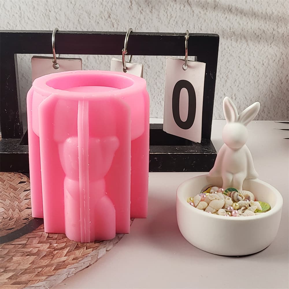 Rabbit Storage Plaster Ornament DIY Plaster Cement Silicone Mold W0476