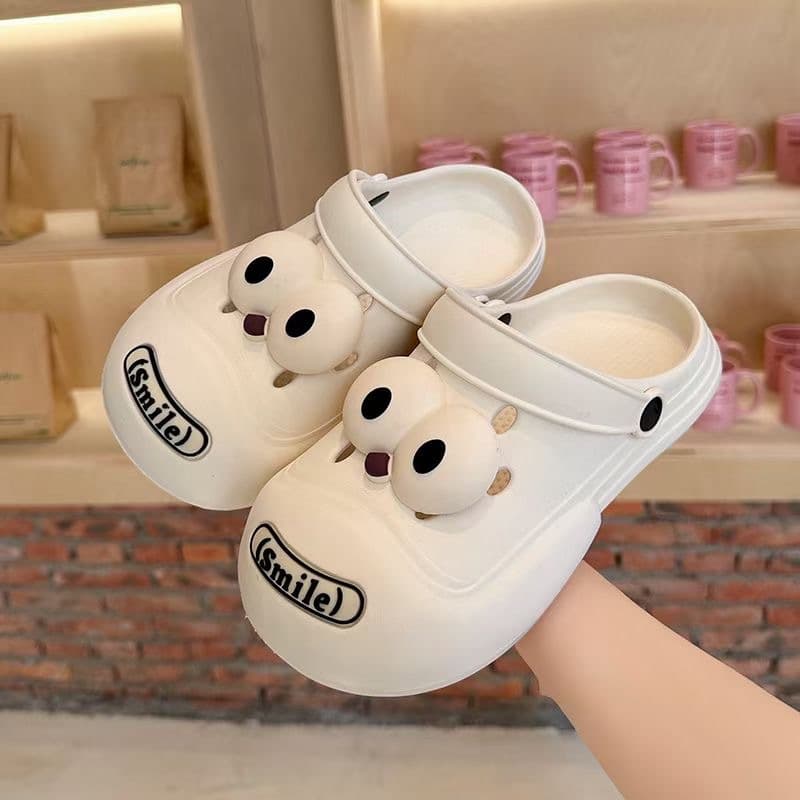 Summer Cartoon DIY Clogs for Women, Big Eyes Garden Shoes, Thick Sole New Style, Outdoor Beach Closed-Toe EVA Sandals