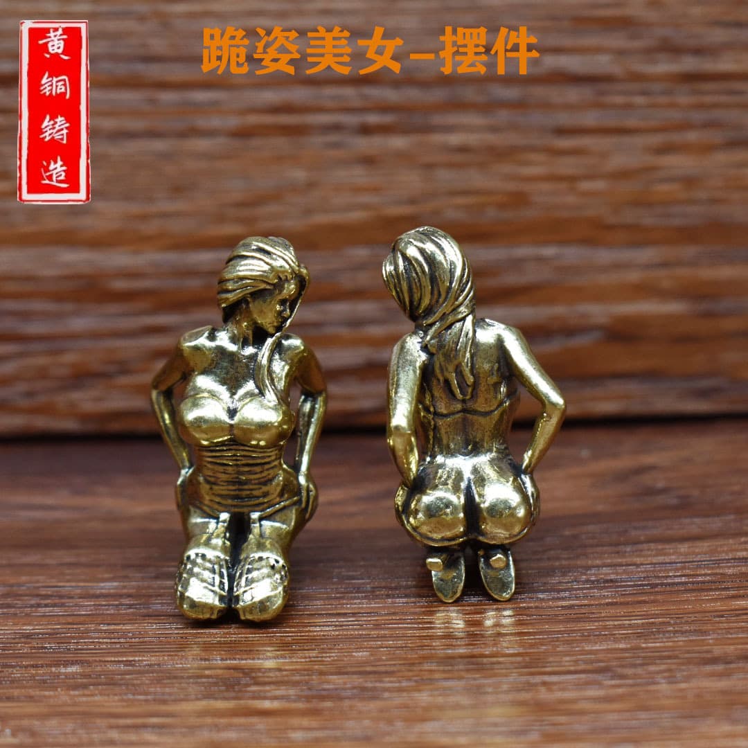 Cross-border best-selling brass kneeling goddess/beauty statue, desktop home decoration, brass handicrafts