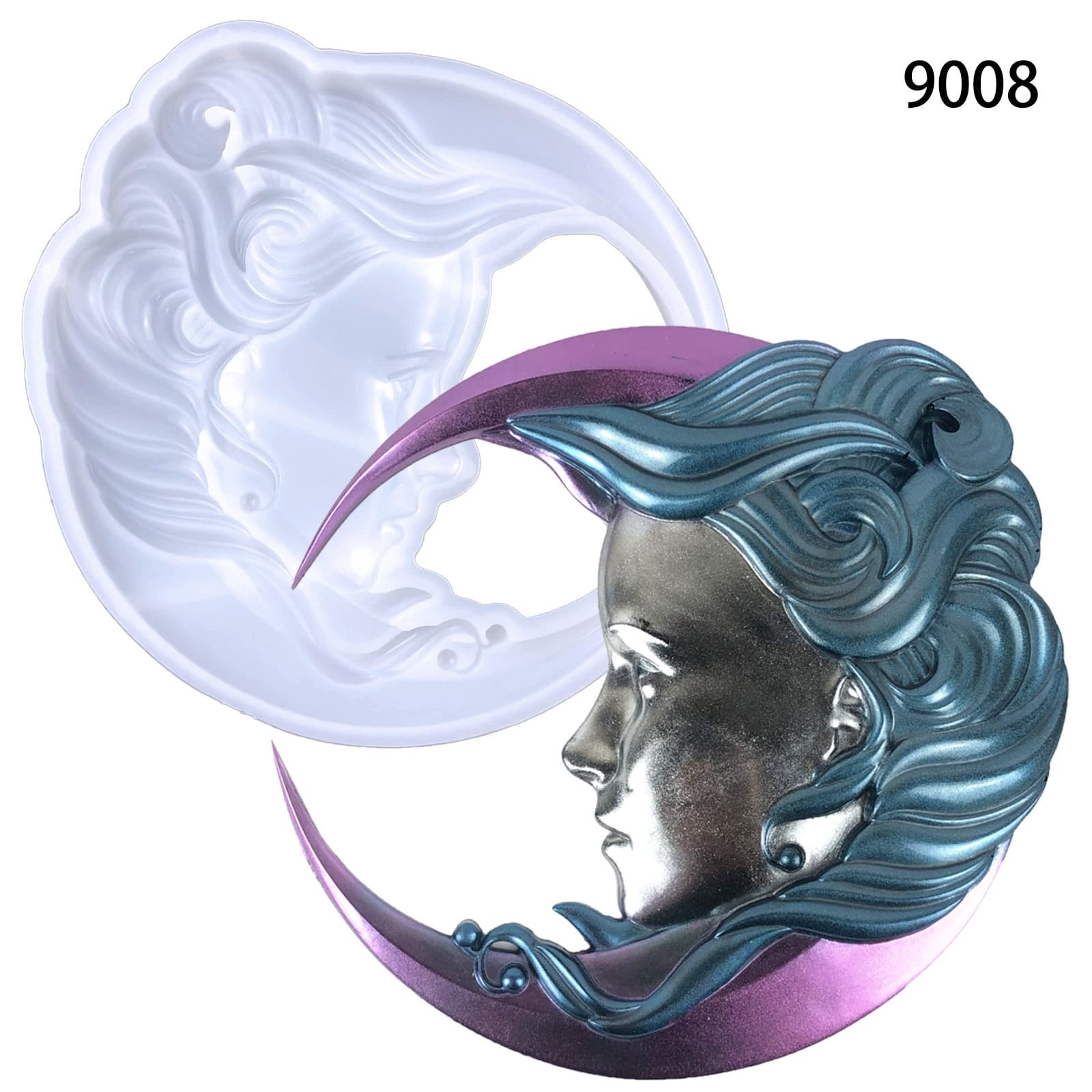 Moon silicone mold diy living room bedroom wall decoration pendant semi-dimensional moon girl glue mold