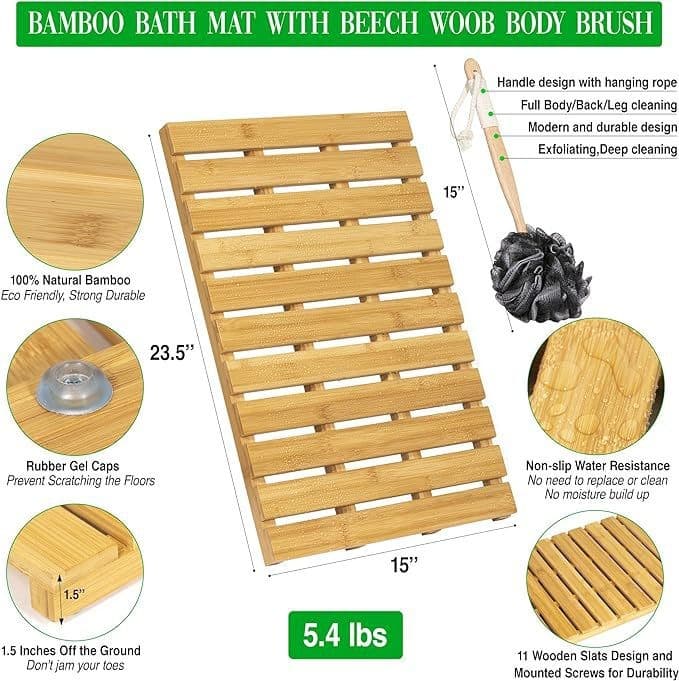 Solid Wood Bathroom Mat Japanese Style Bath Mat Home Wooden Floor Mat Simple Bathroom Waterproof Foot Mat Bathroom Mat