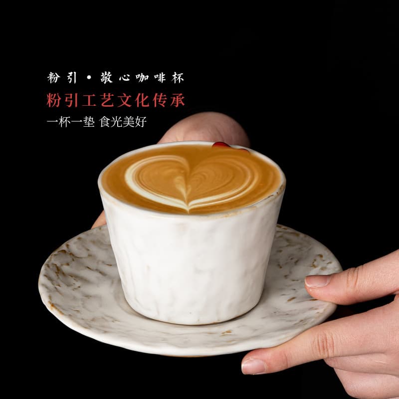 Creative Coffee Cup Handmade Ceramic Latte Art Cup, Trendy Single Espresso Mug Latte White Cup Wholesale