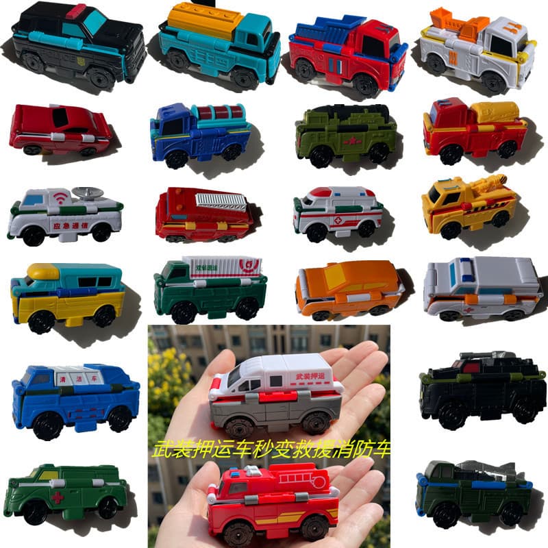 AULDEY City Engineering Special Fire Rescue Anti-vehicle Toy, Baiku Transformation Team, Transforming Sliding Whirlwind Track Barrel