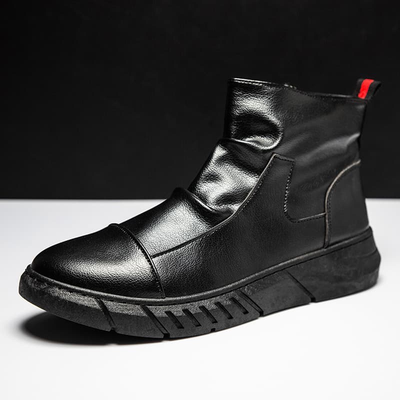 British Style Work Boots Men Black Short Boots Trendy Martin Boots High-Top Men's Shoes Fashion Lightweight Leather Boots Autumn Winter New Arrival
