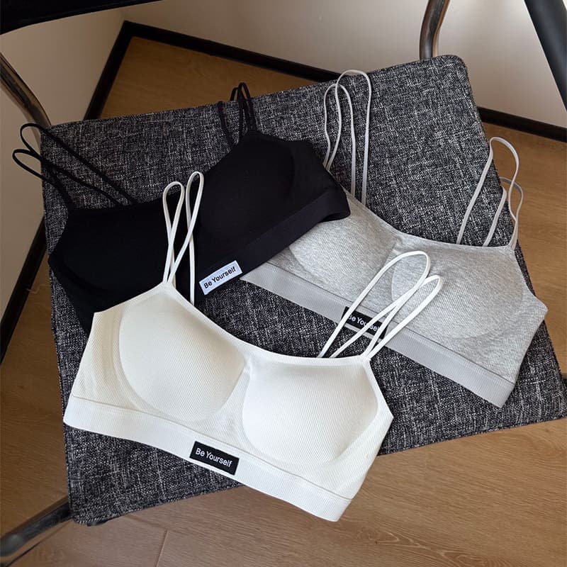 American Style Fashion Letter Sports Bra Small Square Neck Beautiful Back No Underwire Comfortable Versatile Breathable Bra 8098