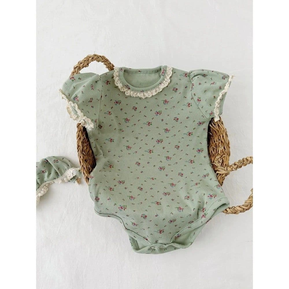 Newborn summer baby clothes, thin, fashionable and cute, baby printed bag, baby jumpsuit, summer clothing