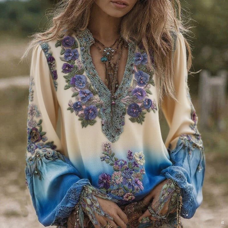 Cross-Border Independent Site 2025 Spring and Autumn New Women's Clothing Amazon Loose Printed V-Neck Casual Plus-Size Pullover