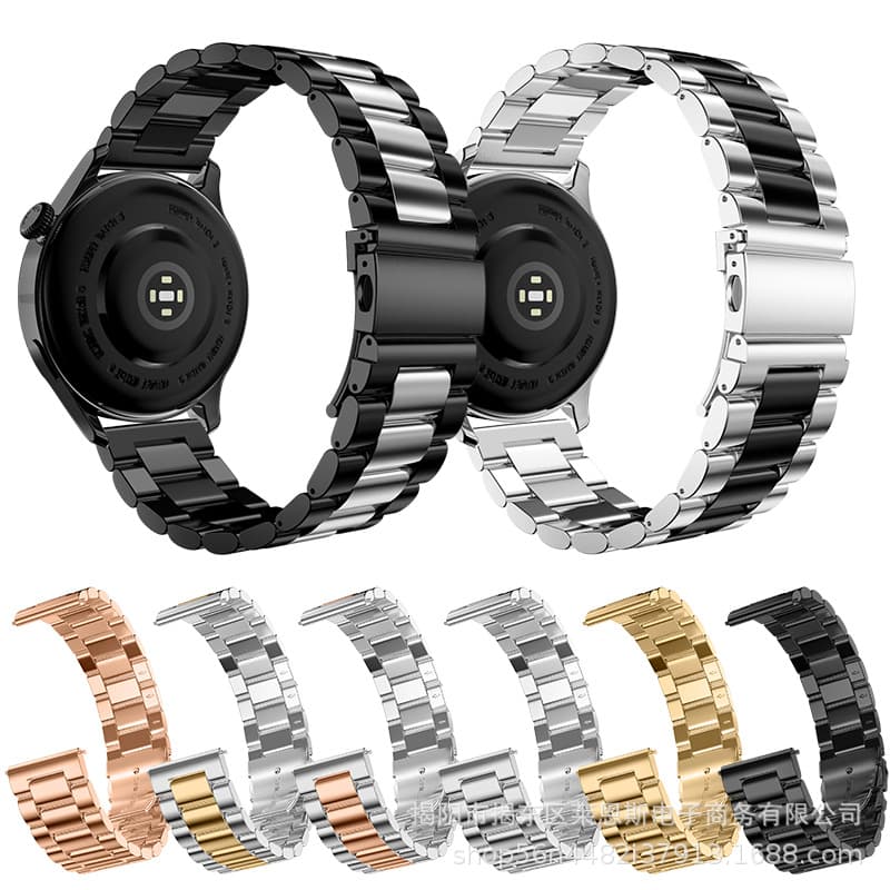 Stainless Steel Three-Link Watch Strap For Huawei Watch GT3 GT2 Pro Gear S3 S2