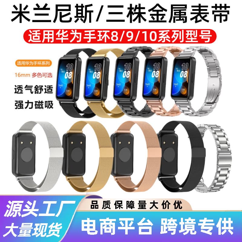Huawei Band 10 Milanese Loop Strap Compatible with Huawei Band 9/8 Replacement Wristband Stainless Steel Magnetic Strap