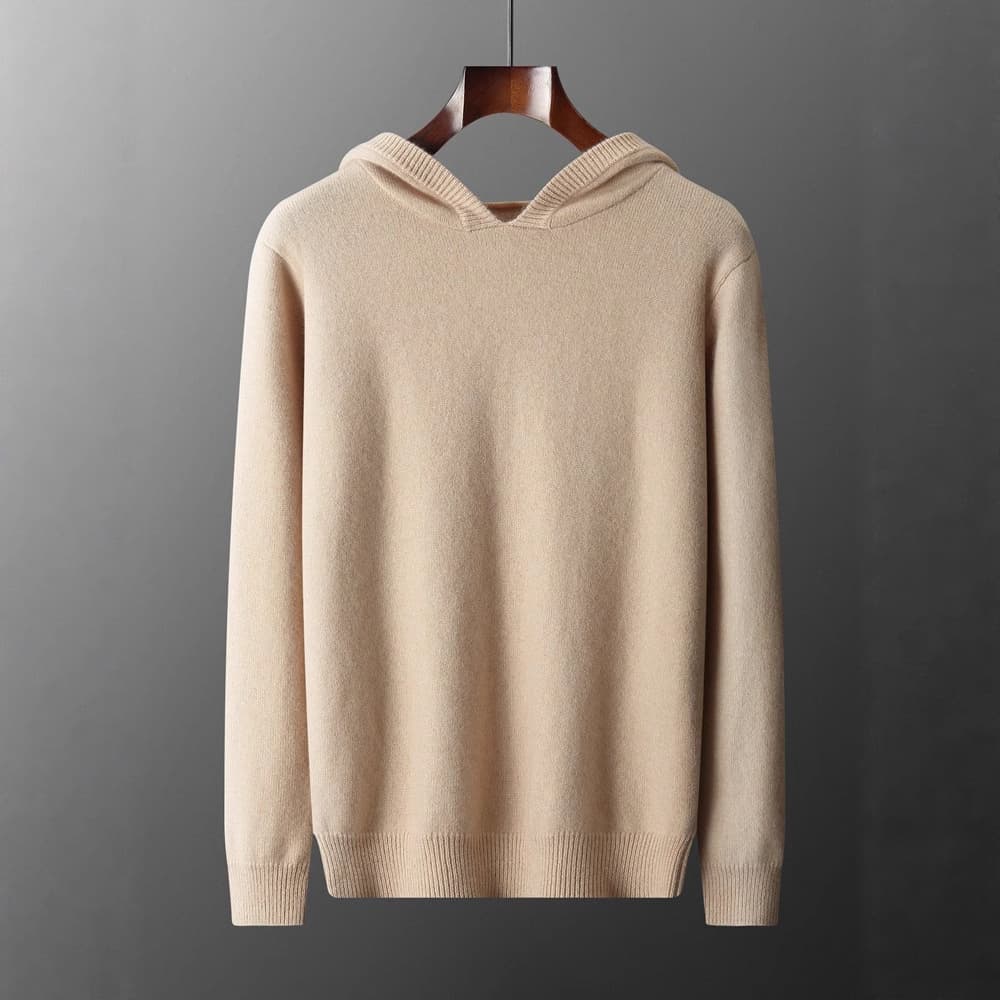 New Autumn/Winter Men's Hooded Cashmere Sweater Fashion Casual Solid Color Plus Size Knit Hoodie Cross-Border Drop Shipping