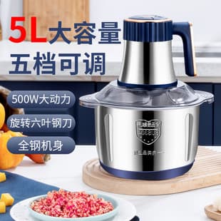 New Stainless Steel Automatic Meat Grinder, Household Blender 5L Large Capacity Meat Mincer Multifunctional Food Processor