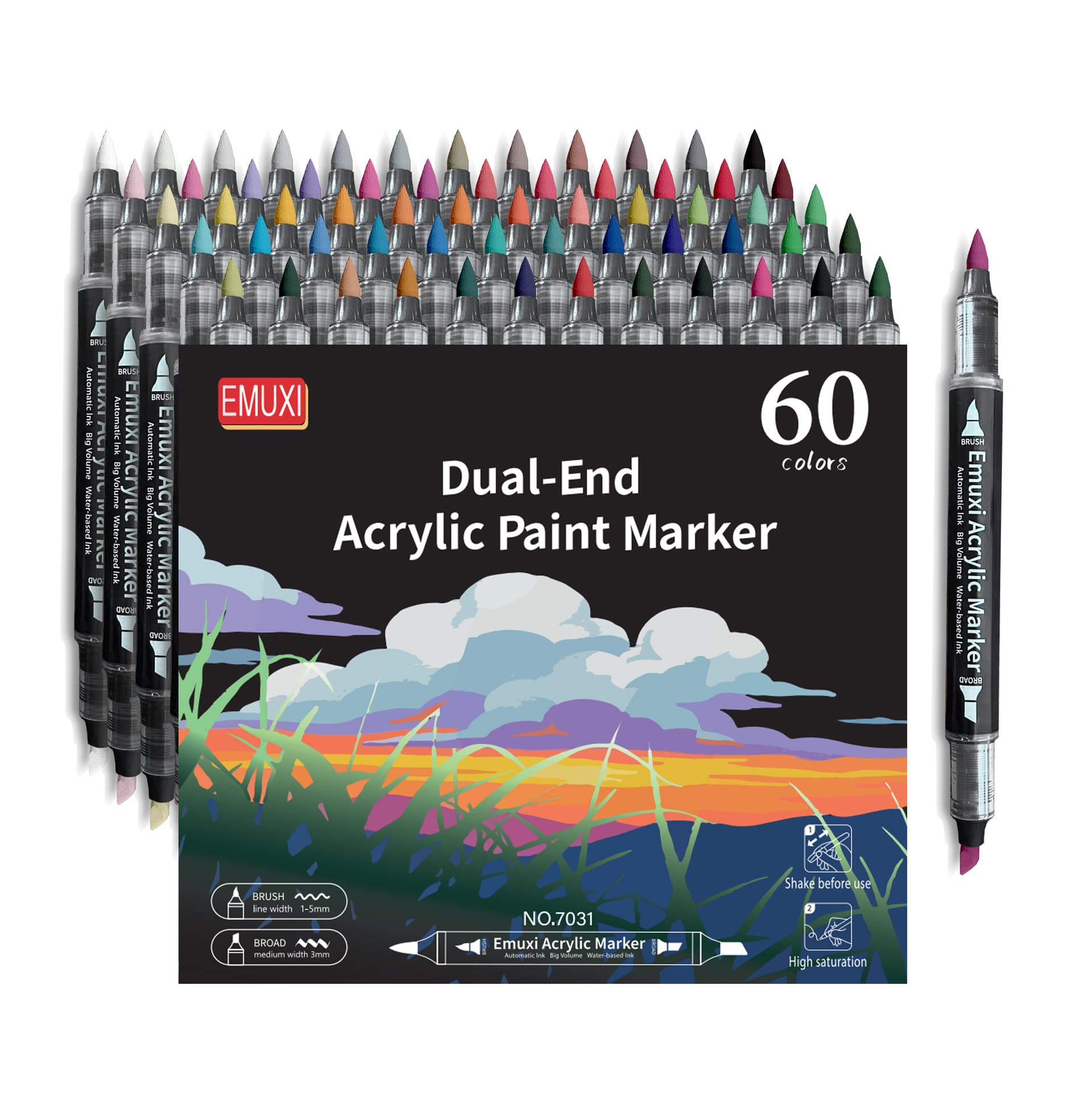 Cross-border double-head straight liquid acrylic marker 60-color waterproof pigment diy graffiti marker set