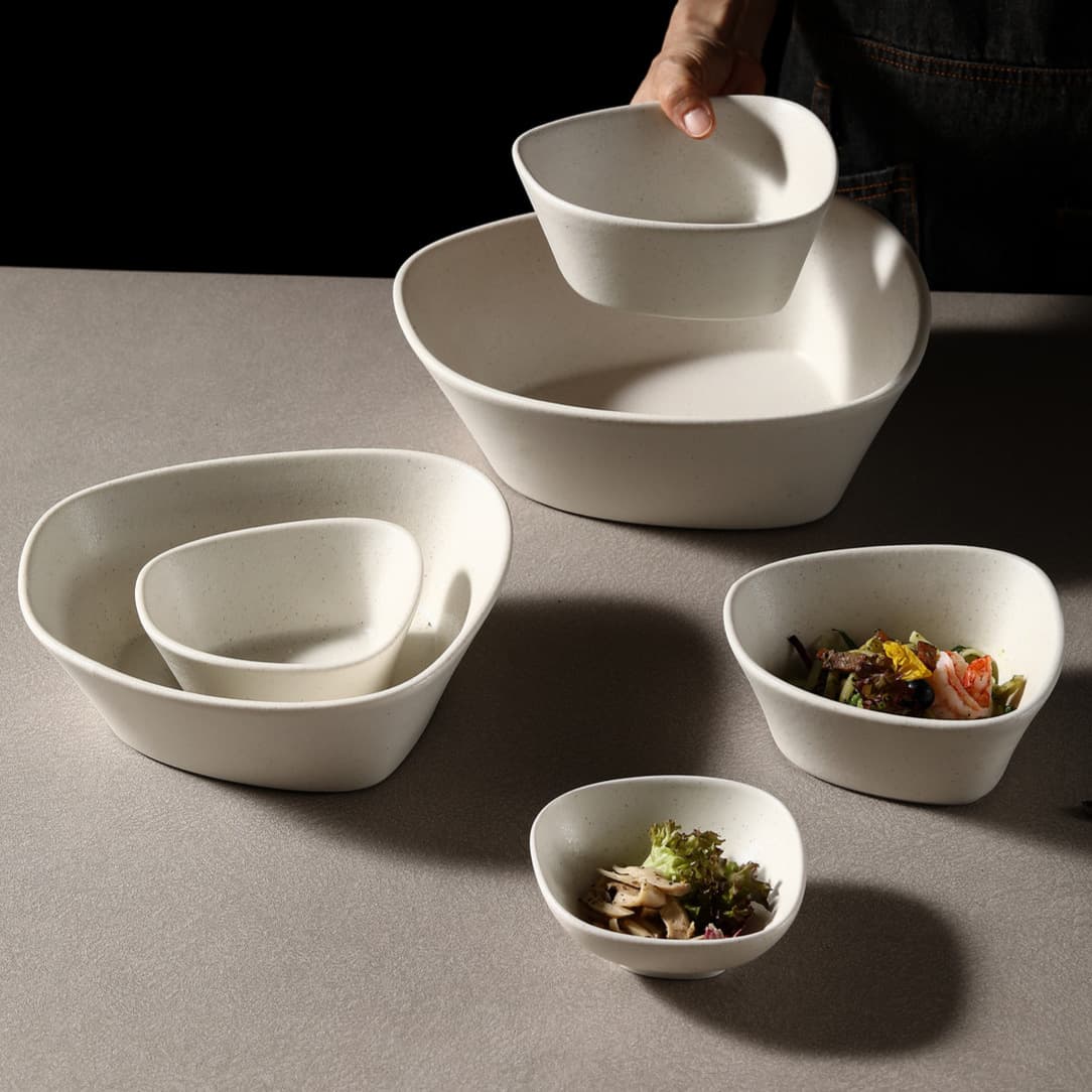 Arctic Ceramic Bowl Irregular Shaped Dessert Salad Soup Bowl for Restaurant And Hotel Modern Simple round Shape Microwave Safe
