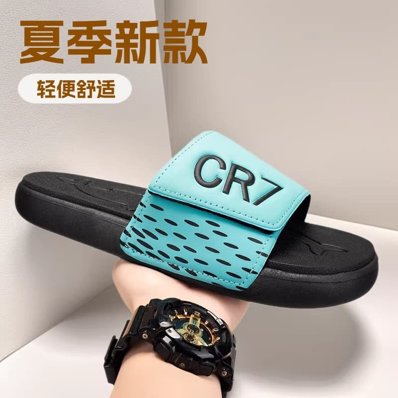 Light luxury summer slippers Velcro high-end one-word slippers cross-border large size fashionable outdoor non-slip beach sandals