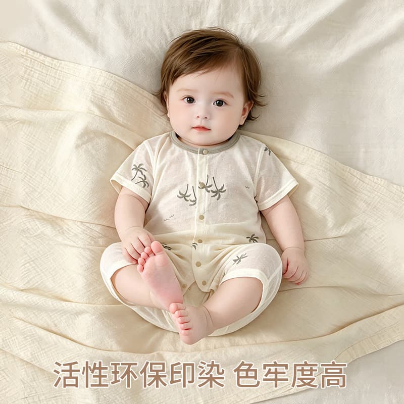 Newborn clothes, summer thin baby pajamas, short-sleeved air-conditioned clothes, baby jumpsuits, summer clothes