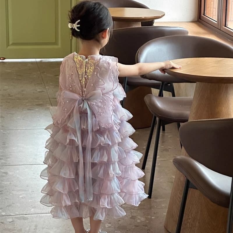 Girls Summer Mermaid Tulle Dress Children Princess Dress Little Girl Cake Gown Birthday Graduation Skirt