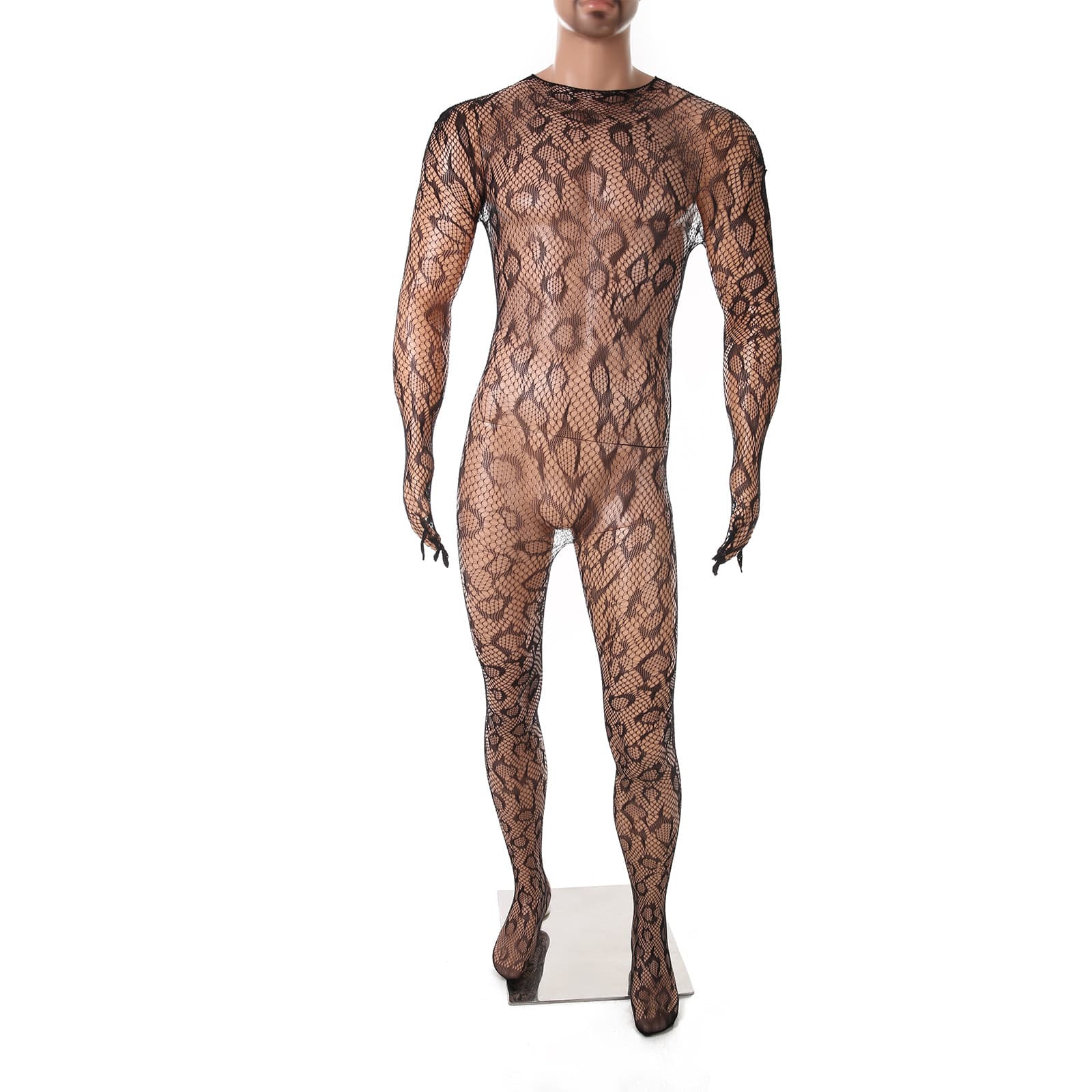 Nightclub Male Model Sexy Tight Bodysuit Men's Lingerie Mesh Flirting Uniform Temptation