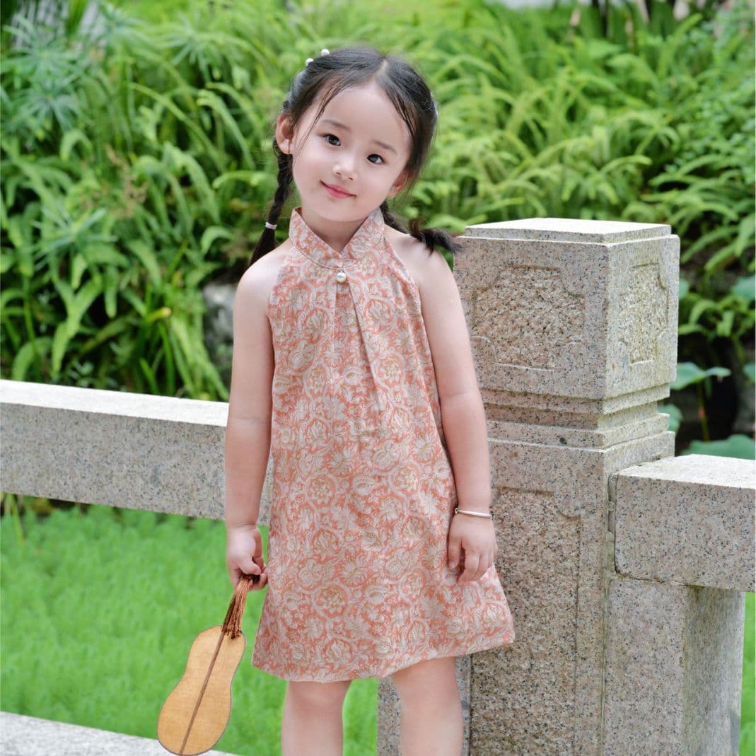 2026 Girls Dress Cotton Pink Sleeveless Summer Children's Cheongsam Dress Baby Gown Dress for Toddlers and Kids
