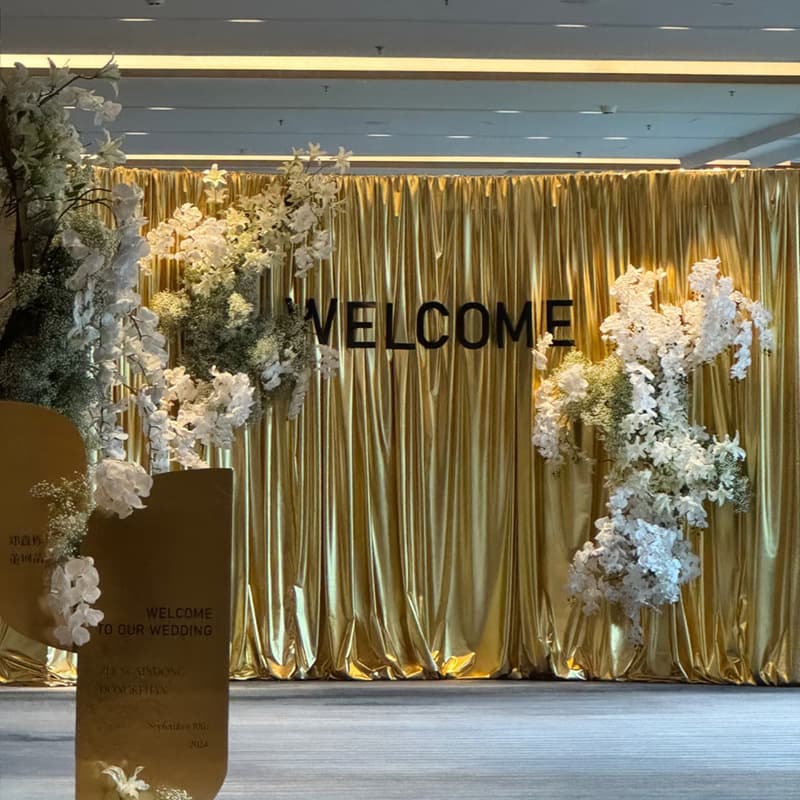 Gold and Silver Single-sided Foil Fabric for Wedding and Festival Backdrops, Stage Curtains, Performance Costume Material