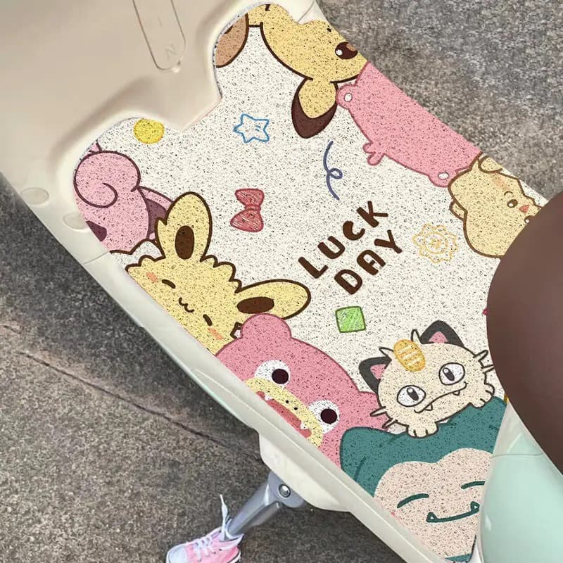 Universal battery-powered vehicle cartoon loop pile foot mat, waterproof, dust-proof, anti-slip, freely trimmable pedal mat