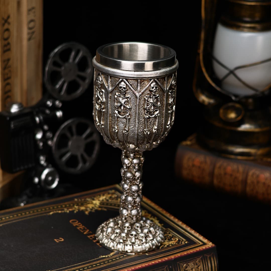 2024 Halloween Skull Red Wine Glass Skull Stainless Steel Goblet Holiday Gift Light Luxury Goblet