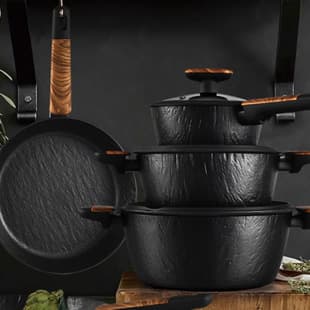 Granite Non-Stick Cookware Set 3-Piece Frying Pan Soup Pot Kitchen Supplies Home Cookware Set