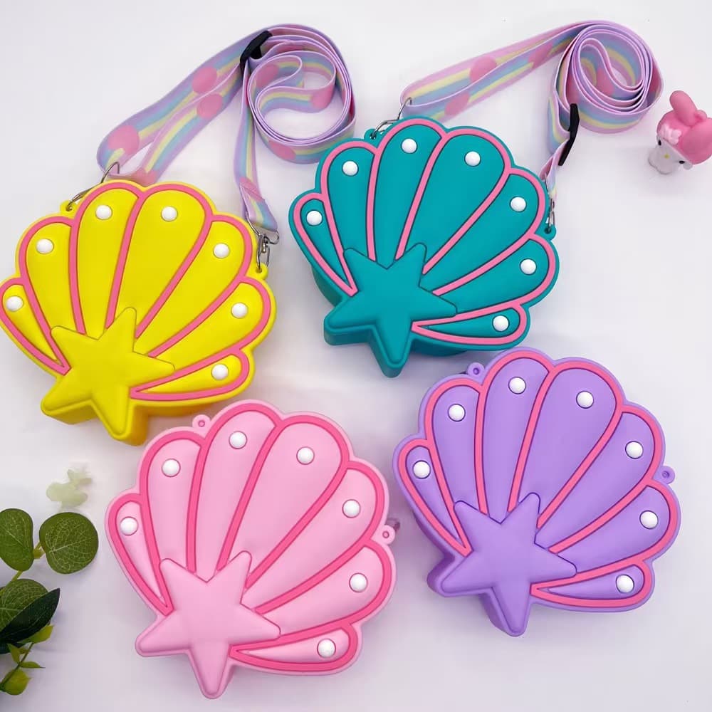 Summer Cross-Border New Shell Silicone Bag Kids Simple Fashion Coin Purse Shoulder Crossbody Bag