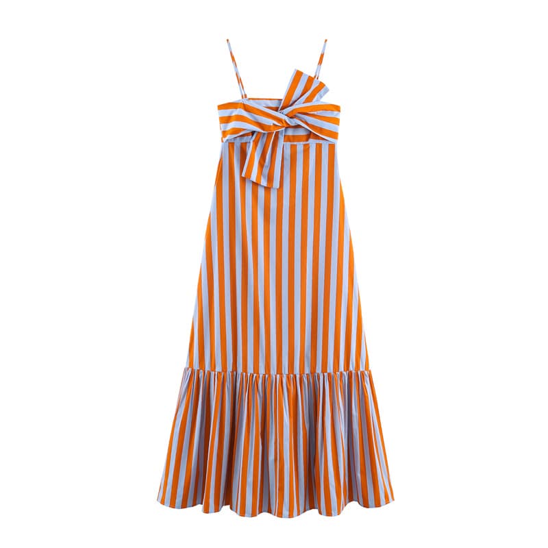Foreign trade 2026 autumn new European and American style women's fashion sexy hot girl knotted striped dress 7937320
