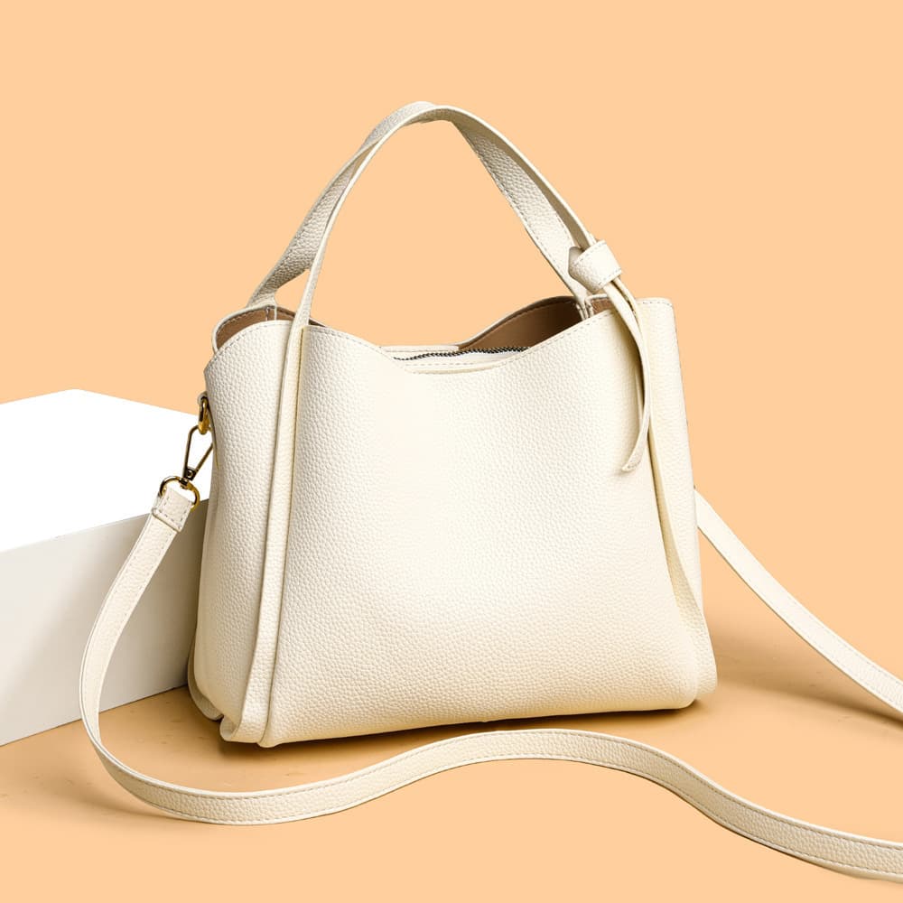 Cross-border Soft Leather Handbag for Women, Vegetable Basket Style, Premium Feel, Shoulder Bag, Crossbody, Elegant, Versatile, Bucket Bag, Shoulder and Crossbody Bag