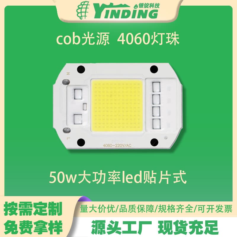 Yinding Technology COB Light Source 4060 LED Chip White Light 50W High Power LED Chip Light Source for Industrial Lighting