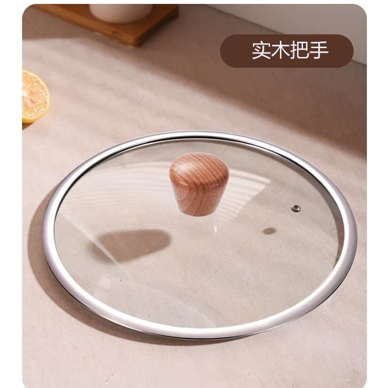 Manufacturer Direct T-Shaped Stainless Steel Wide-Rim Pot Lid, Household Tempered Glass Lid Without Handle