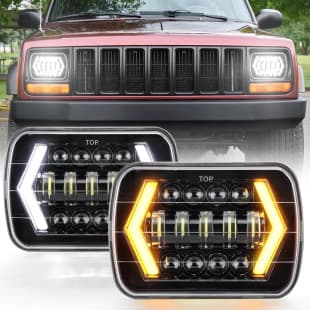 Cross-border Hot Selling LED Headlight 5x7 Square Light, Compatible with Wrangler Pickup Off-road Modification, Dual-color Arrow Headlight