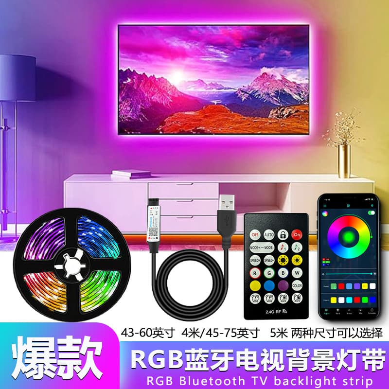 Amazon New Product TV Background LED Strip Light Wireless Bluetooth RGB Music Gaming Atmosphere Light In Stock