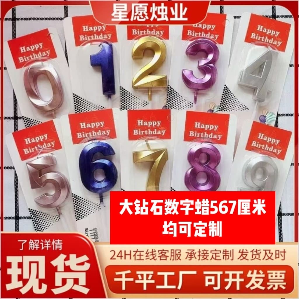 Birthday Number Candles Opera House Gold-Plated Party Cake Decoration 0~9 Birthday Party Decoration