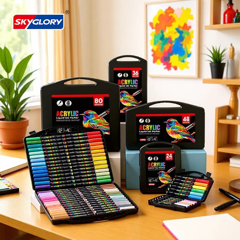 Little Black Box Direct-Liquid Acrylic Marker Pen Set, Color Pen for Student Drawing, Anime Hand-Painting, Acrylic Marker Pen