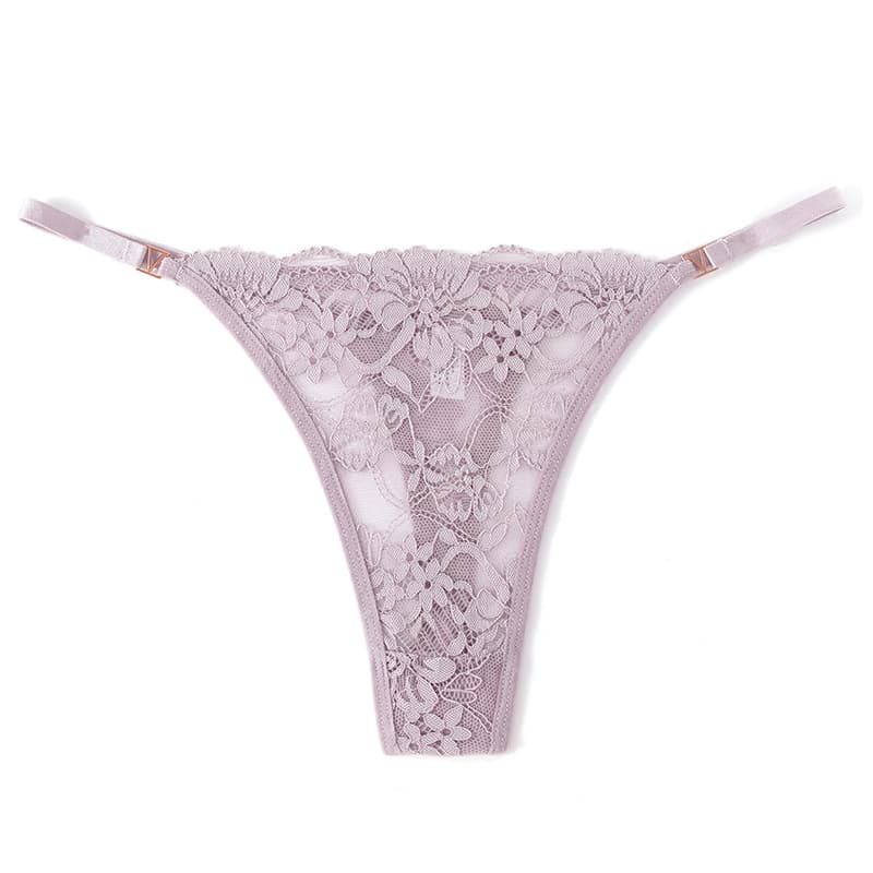 European and American Cross-Border Sexy Lace Transparent Thong Women Low-Rise Seamless Thin Strap Pure Desire Embroidery Women's Lingerie Panties