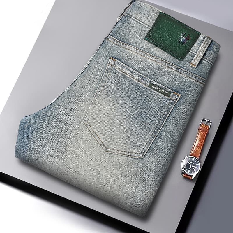 Platinum Blue Slim Fit Versatile Jeans for Men High Quality Stretch Straight-Leg Jeans Men's Pants Wholesale