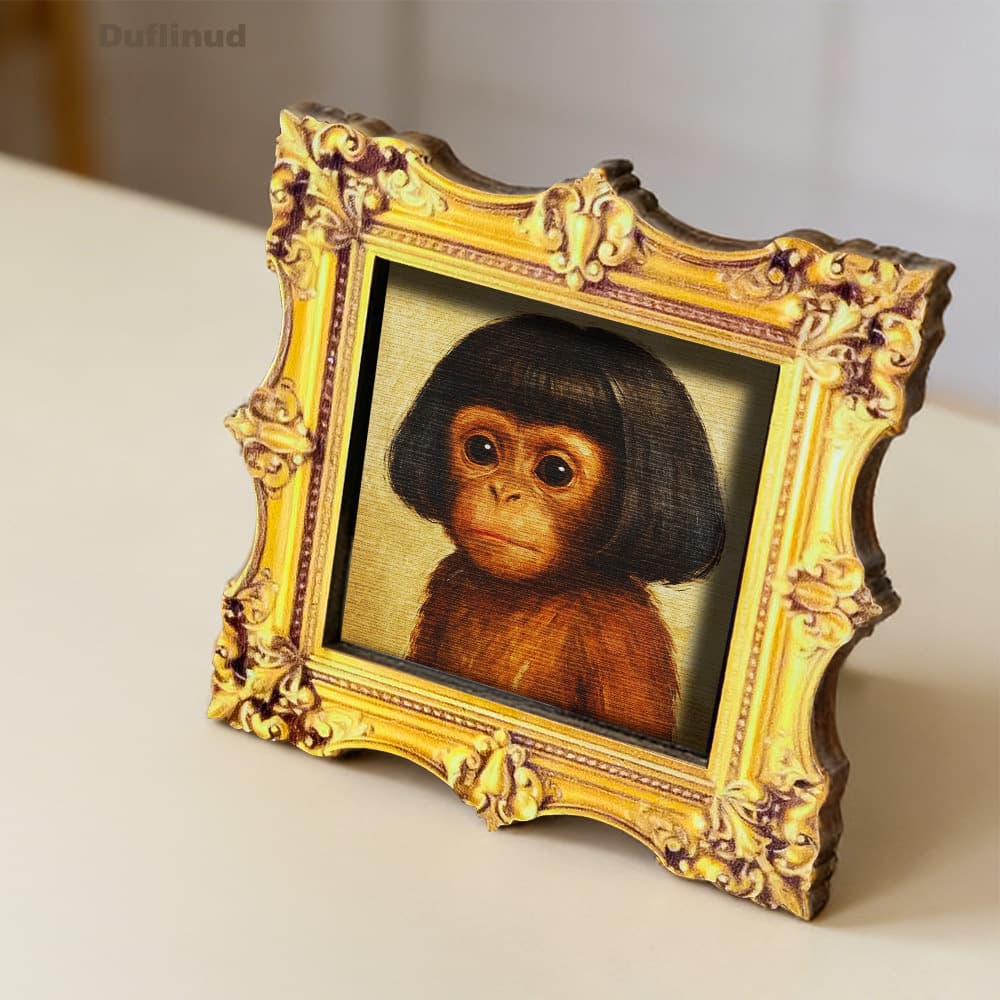 1 piece wooden cute round-faced monkey fridge magnet, wooden mini decorative painting, monkey wearing a neat...